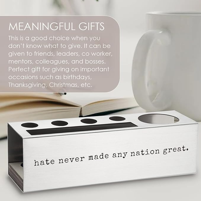 Hate Never Made Great, Racial Equality Anti Racism Pen Holder, Human Rights, Social Activist Gifts Desk Decor Stainless Steel Pencil Holders WCC62-DeskLoop Office