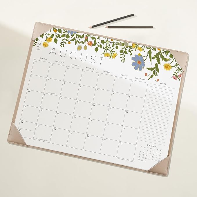 Desk Calendar 2025-2026 with Desktop Mat, Cabbrix Large Desk Pad Calendar 22 x 17 Inch Cover 12 Months Runs From July 2025 to June 2026, Floral Design Calendar 2025 for Home School and Office (Apricot)-DeskLoop Office