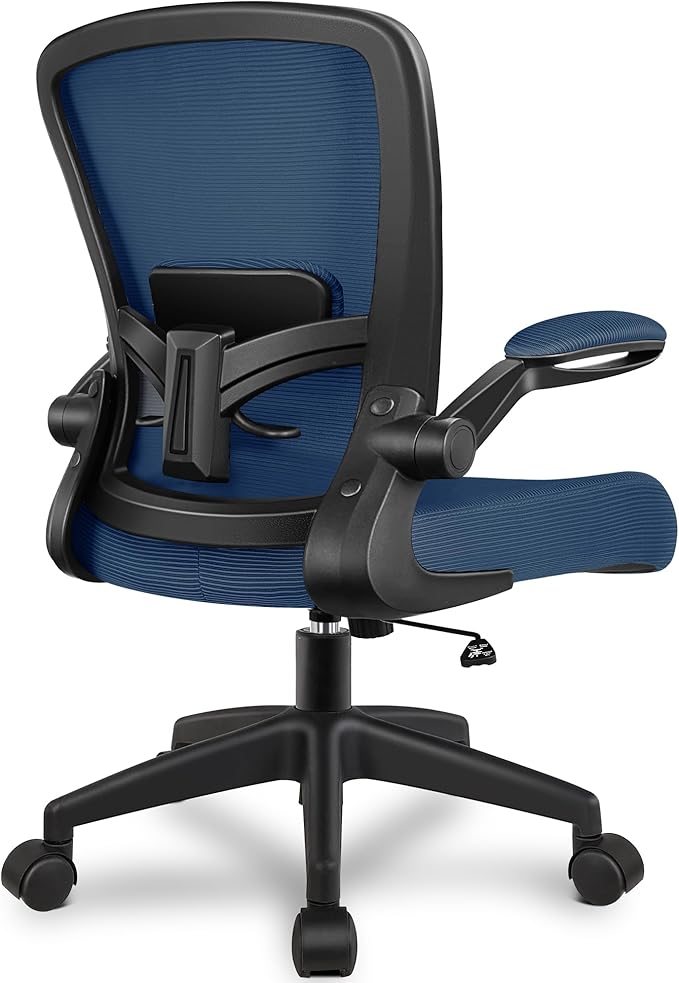 FelixKing Office Chair, Ergonomic Desk Chair Breathable Mesh Chairs with Adjustable High Back Lumbar Support Flip-up Armrests, Executive Swivel Comfy Task Computer Chairs for Home Office Navy-DeskLoop Office