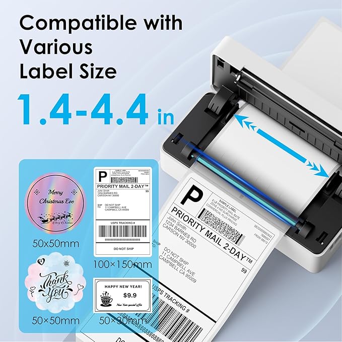 Shipping Thermal Label Printer, 4x6 Portable Label Printer, Bluetooth Label Maker for Small Business, Support iPhone,Android,Windows,Mac,Chromebook,Works with USPS, Ebay,Shopify&More, White-DeskLoop Office