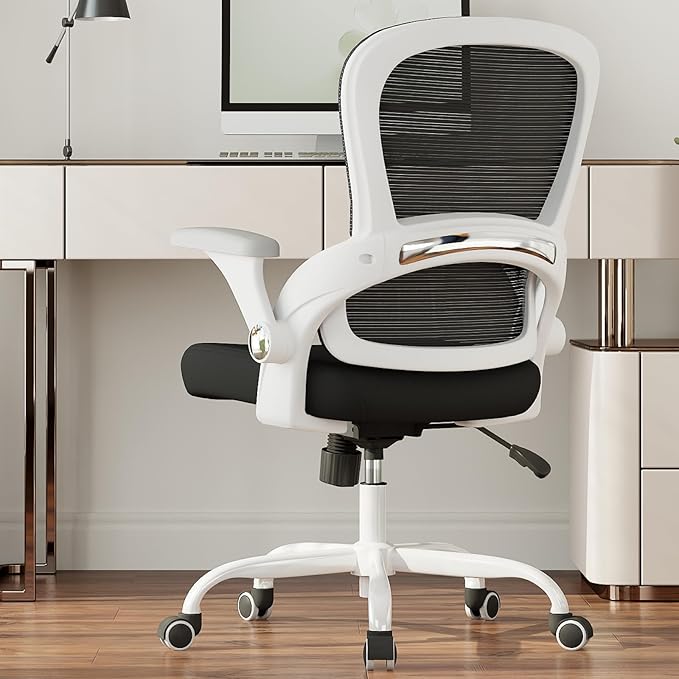 TRALT Beige Gaming Chair - Ergonomic Office Chair with Back Support, Home Office Desk Chairs, Computer Chair, 330lbs Wide Seat Big and Tall Office Chair for Professionals (White Black)-DeskLoop Office