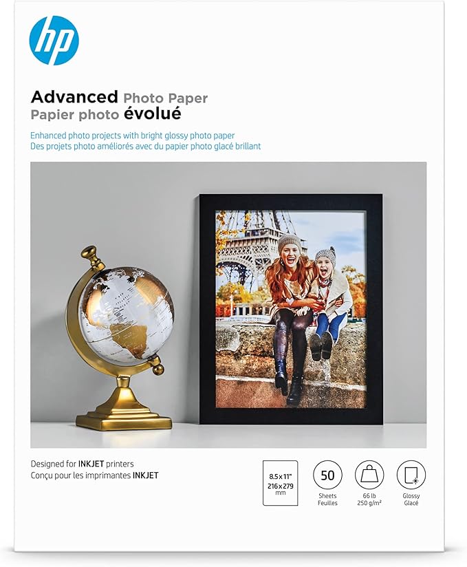 HP Advanced Photo Paper, Glossy, 8.5x11 in, 50 sheets (Q7853A)-DeskLoop Office