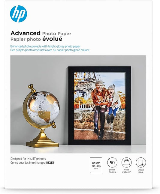 HP Advanced Photo Paper, Glossy, 8.5x11 in, 50 sheets (Q7853A)-DeskLoop Office