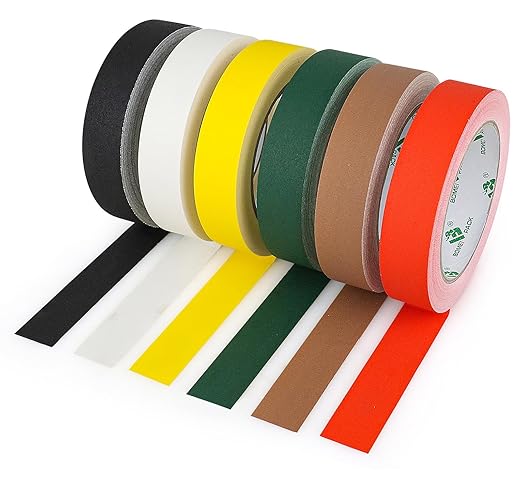 BOMEI PACK 6 Colors Gaffer Tape 1inch x 20yds, Matte Non-Reflective Theater Stage Tape, No Residue Hand Tear, for Cable, Photo Studio, Painters, Floors Marking Tape-DeskLoop Office