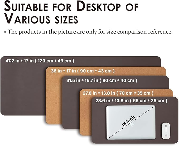 Cork Desk Mat - Dual-Sided Desk Pad for Office and Home - Desk Organization and Accessories - Ideal for Large Mouse Pad and Desk Mats on Top of Desks(Coffee,36"x 17")-DeskLoop Office