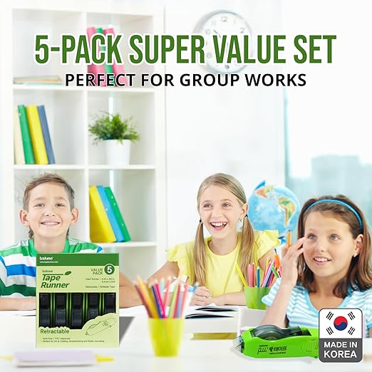 Tape Runner - Double Sided Adhesive with Dispenser Roller Included - Acid Free, Sticky, Transparent - Ideal for Scrapbooking, Crafts & More - Retractable (315 inches per Cartridge), 5 Cartridges-DeskLoop Office