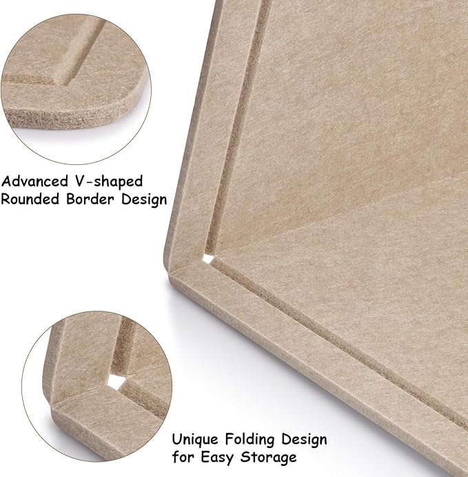 Foldable Large Bulletin Board, 60x36 Inches Cork Board Alternative, Large Felt Board Decorative Pin Board for Wall, Foldable Photo Board Self-Adhesive Vision Board with 36 Pushpins Khaki-DeskLoop Office