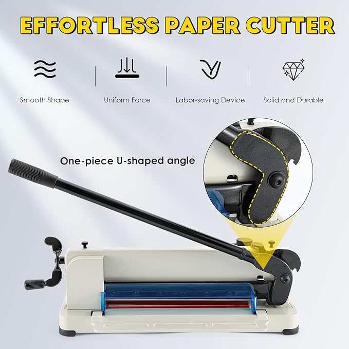 CGOLDENWALL Heavy Duty Paper Cutter A4 12" Paper Guillotine Cutter, Max. 400 Sheets, 0.02mm Cutting Accuracy, Suitable for Offices Production Leather Fabrics-DeskLoop Office