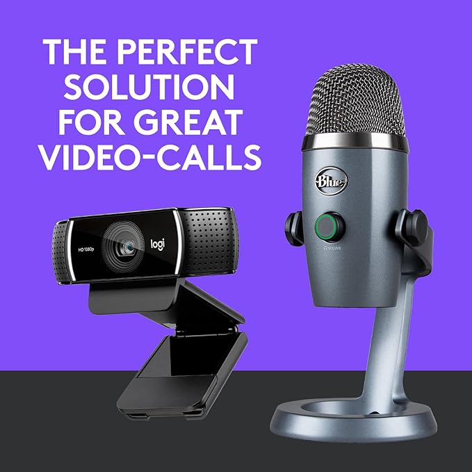 Logitech C922x Pro Webcam + Blue Yeti Nano - Perfect for Professional Video Calls, 1080p/30fps, 720p/60fps-DeskLoop Office