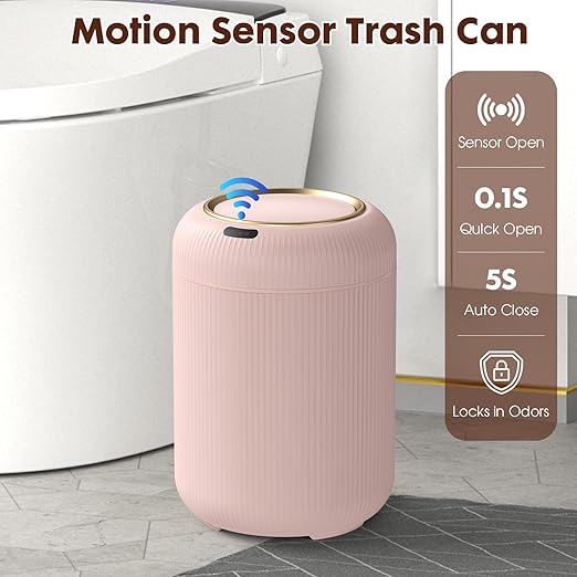 Procade Automatic Motion Sensor Bathroom Trash Can with Lid, 3 Gallon Touchless Trash Bin, Smart Plastic Garbage Can, Mini Pink Wastebasket for Toilet, Office, rv, Bedroom, Living Room-DeskLoop Office
