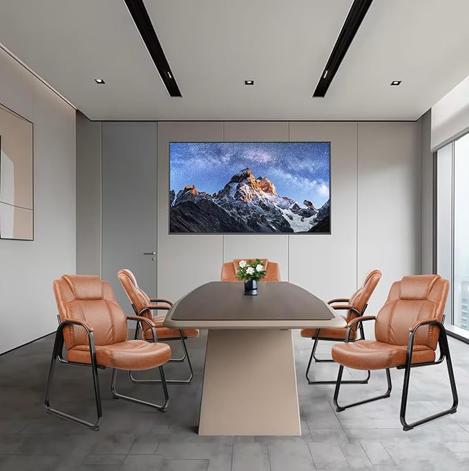 CLATINA Big & Tall 500 lb. Guest Chair, PU Leather Office Reception Chairs with Sled Base, Desk Chair No Wheels for Waiting Room Conference Lobby Computer Living Room, Brown-DeskLoop Office