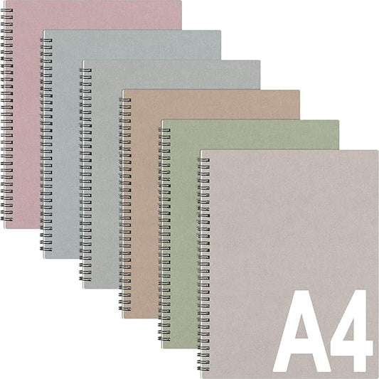 Glenmal 6 Pcs Spiral Notebook for Work A4 8.5 x 11'' College Ruled Spiral Journal Notebook Kraft Cover Ruled Paper, 120 Sheets 240 Pages for Office Study Supplies(Morandi Colors)-DeskLoop Office
