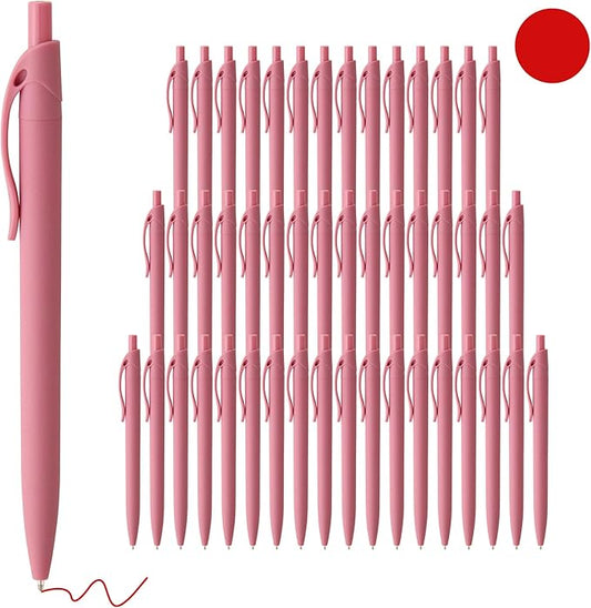deegtran Pens Bulk, 50 Pack No Bleed Click Pens, Wholesale Retractable Ballpoint Pens, Pen Medium Point, Smooth Ink Pens, 1.0MM Red Ink-DeskLoop Office