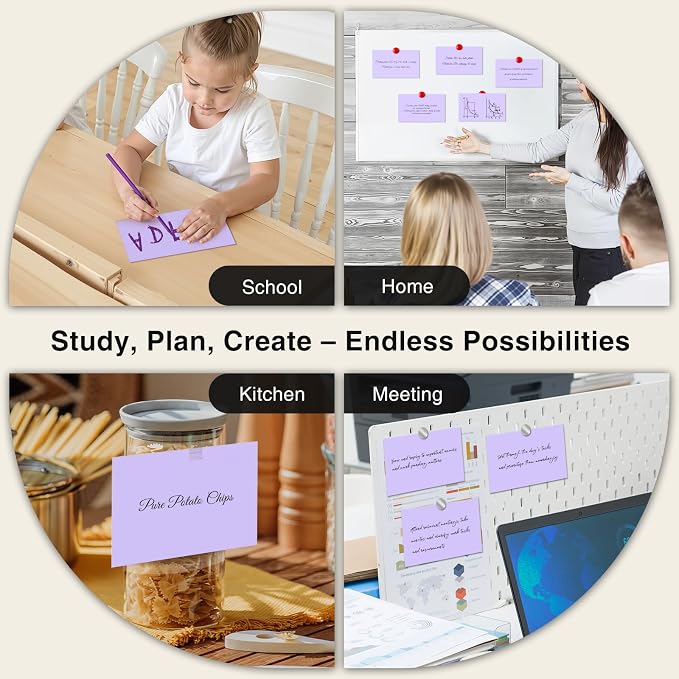 300 Count Blank Index Cards 3x5 Inch Purple Flash Cards Colored Cardstock - Image 7