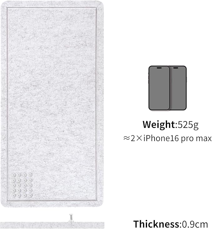 Bulletin Board, 35 x 17 1/2 inches Felt Board - Decorative Pin Board, Cork Board Alternative for Wall, Foldable Picture Board Self-Adhesive Vision Board Prayer Board with 20 Pushpins - Marble White-DeskLoop Office