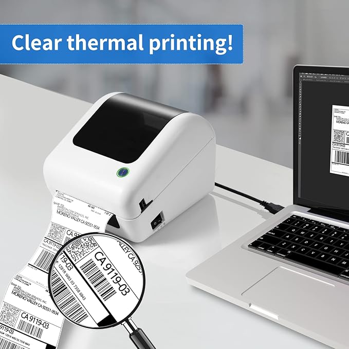 Bluetooth Thermal Shipping Label Printer - Wireless 4x6 Label Maker for packages, Compatible with iPhone and PC, Phone, USB for MAC, Works with Ebay, Amazon, Shopify, Etsy, UPS, USPS Barcode, Upgrade-DeskLoop Office
