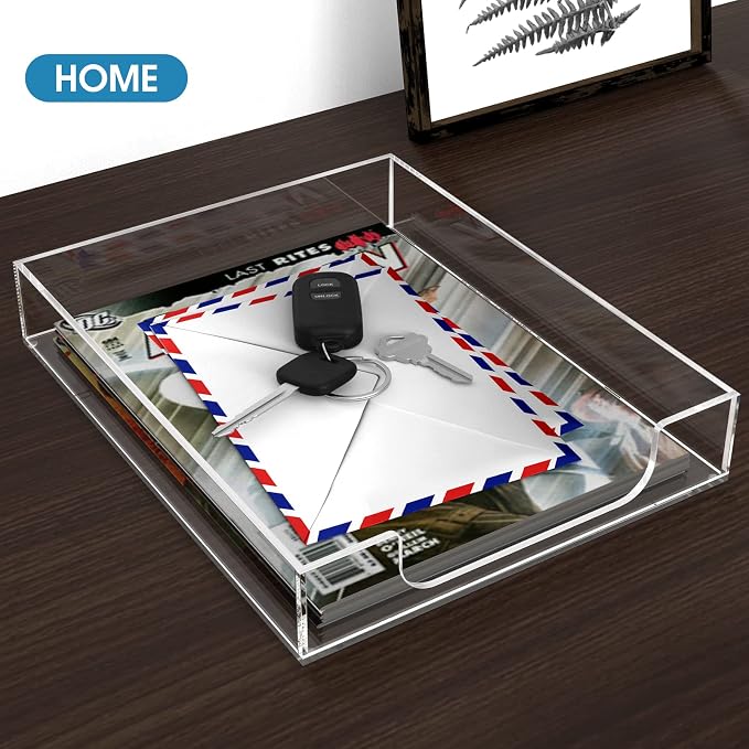 MaxGear Acrylic Letter Tray | Clear Desk Organizer - Image 9
