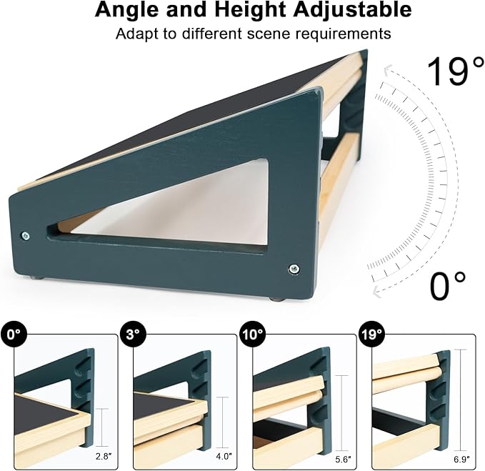 WOOD CITY Foot Rest for Under Desk at Work, 3 Heights Adjustable Footrest with Silicone Surface, 2in1 Foot Stool Improve Posture, Reduce Fatigue & Pain, Ideal for Home/Office/Gaming(Natural-Deep Blue)-DeskLoop Office