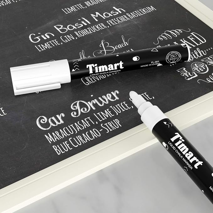 Timart 8 Pack White Chalk Markers, 6mm Liquid Chalk Markers - Image 7