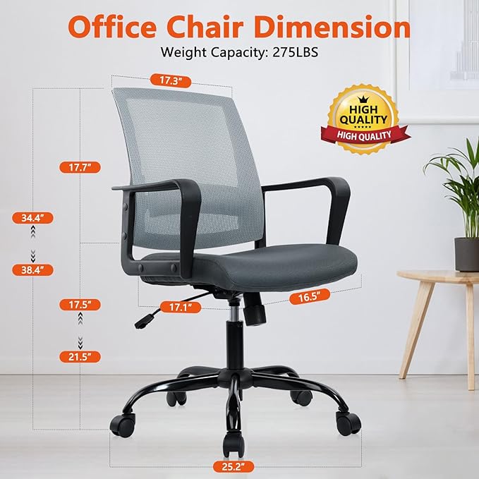 CLATINA Ergonomic Office Desk Chair - Mesh Office Chair with Adjustable Lumbar Support, Rolling Comfortable Computer Task Chairs with Arms for Home Conference-Gray, 4 Pack-DeskLoop Office