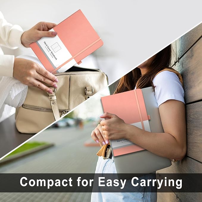 AHGXG Bullet Dotted Journal - 320 Numbered Pages Dot Grid Notebook A5 Thick Journal, 100gsm Thick Dotted Paper, Leather Hardcover,Inner Pocket, 5.75'' × 8.38'' - Pink-DeskLoop Office