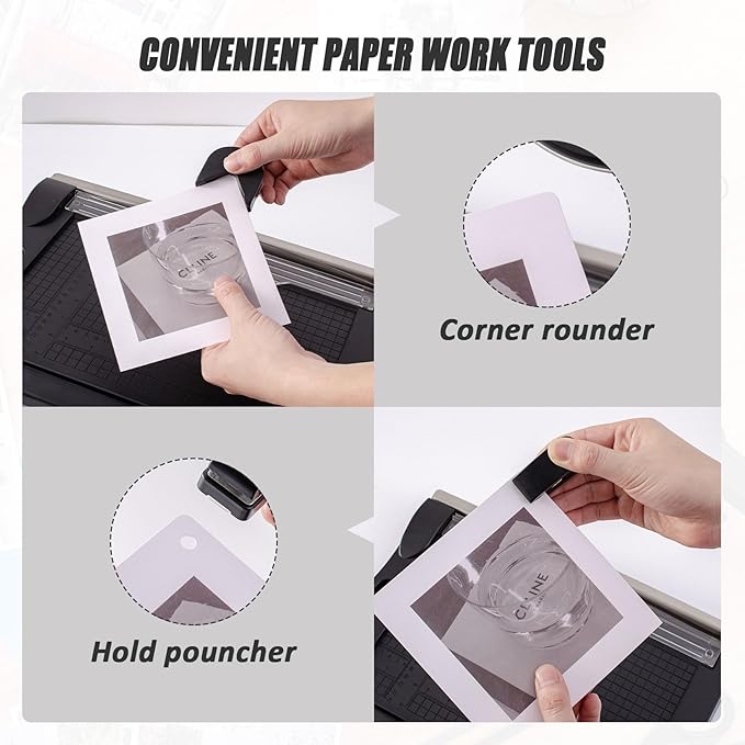TIANSE Paper Cutter 3 in 1 Paper Trimmer Guillotine with Safety Blade Lock 5 to 10 Sheet Capacity Paper Cutting Board for Home Office School-DeskLoop Office
