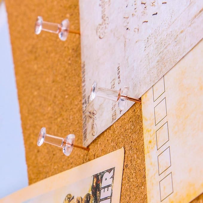 Yalis Push Pins 600 Count, Standard Rose Gold Pins Clear Thumb Tacks Steel Point and Clear Plastic Head (Rose Gold)-DeskLoop Office