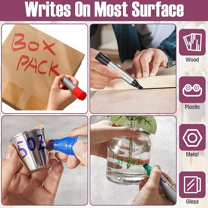 Fuutreo 10 Pack Jumbo Permanent Markers Bulk Large Chisel Tip Permanent Markers Quick Drying Waterproof Big Huge Poster Pens for Office, Logistics Company and More(Multicolor)-DeskLoop Office