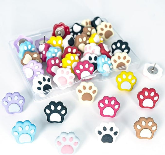 30Pcs Push Pins for Bulletin Board, Cute Push pins,Decorative Thumb Tacks, Cork Boards for Walls, for Women Office Decor,Classroom Decor,Cubical Decor,Home Decor (30-Cat Paw)-DeskLoop Office