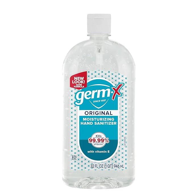 Germ-X Original Hand Sanitizer, Back to School Supplies, Non-Drying Moisturizing Gel with Vitamin E, Instant and No Rinse Formula, Large Family-Size Flip Top Bottle, 32 Fl Oz (Pack of 4)-DeskLoop Office