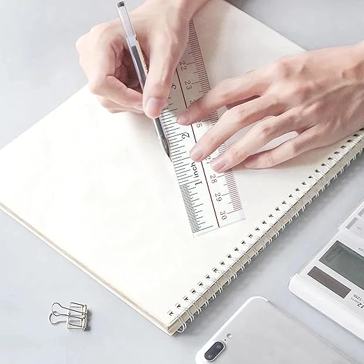 Ruler 12 inch, Clear Plastic inch Ruler, Apply to Rulers for Kids and Office Use Measuring Tools, Transparent Metric Straight with Inches Centimeters, Set Pack of 2, Ruler 12 inch-14-DeskLoop Office