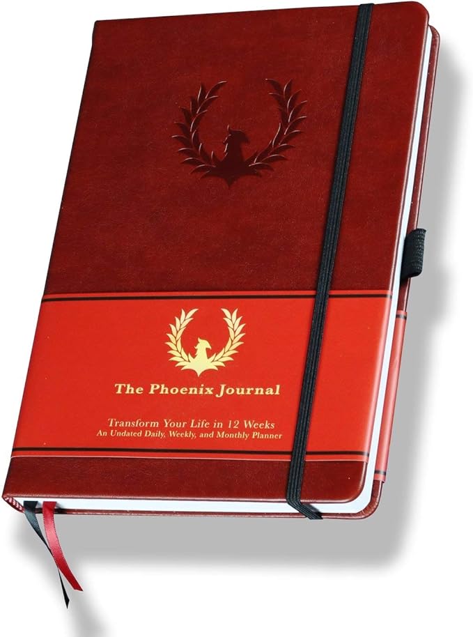 The Phoenix Journal - Best Daily Goal Planner, Organizer, & Calendar for Goal Setting, Gratitude, Happiness, & Productivity - Vision Board & Habit Tracking - 12 Weeks, Undated, Hardcover (Classic)-DeskLoop Office