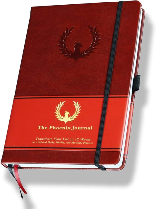 The Phoenix Journal - Best Daily Goal Planner, Organizer, & Calendar for Goal Setting, Gratitude, Happiness, & Productivity - Vision Board & Habit Tracking - 12 Weeks, Undated, Hardcover (Classic)-DeskLoop Office