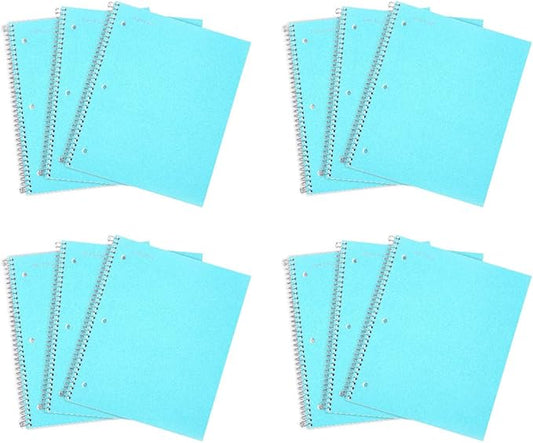 Mintra Office Durable Spiral Notebooks, 1 Subject, (Teal, Wide Ruled 12pk), 100 Sheets, Poly Pocket, Moisture Resistant Cover, School, Office, Business, Professional-DeskLoop Office