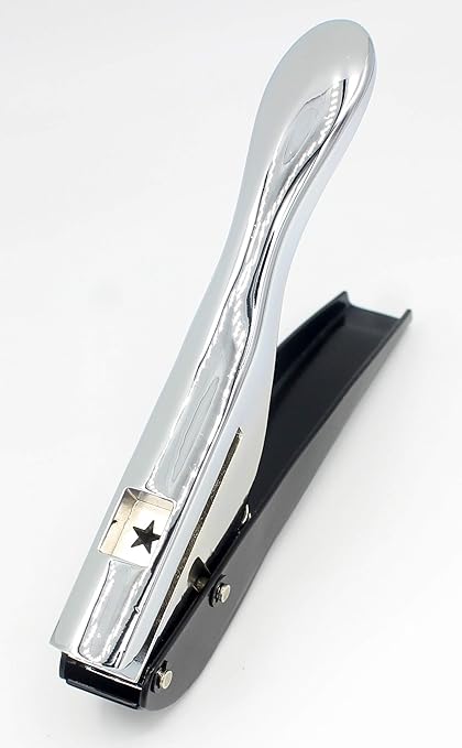 Hand-held 1/4 inch 6mm Star Shape Metal Silver Heavy Duty Single Hole Punch for ID Cards PVC Cards Badge Photos-DeskLoop Office