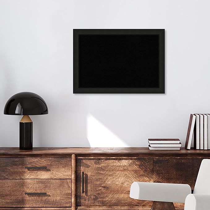 Amanti Art Black Cork Board for Wall, 19x27 Vision Board with Black Wood Frame, Medium Corkboard Office Decor for Home Organization, Casual Corkboard Pinboard to Display Items for Home Organization-DeskLoop Office