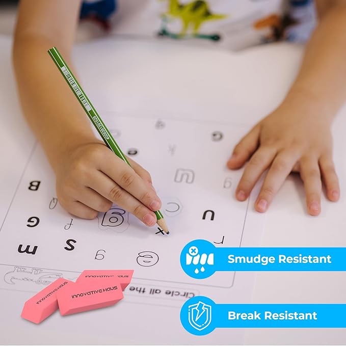 Innovative Haus Pink Erasers Bulk - Latex Free, Smudge Resistant Large Eraser. Big Size School Erasers for Kids in Bulk. Ideal for Students and Classrooms. Pack of 100-DeskLoop Office