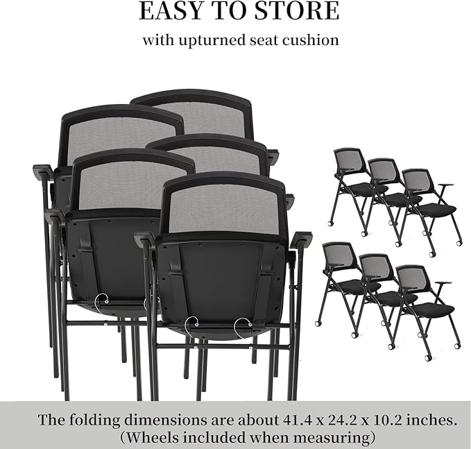 12 Pack Executive Office Chairs with Caster Adjustable Armrest Ergonomic Mid-Back Breathable Mesh Foldable Conference Reception Chair Set for Home School Waiting Room-DeskLoop Office