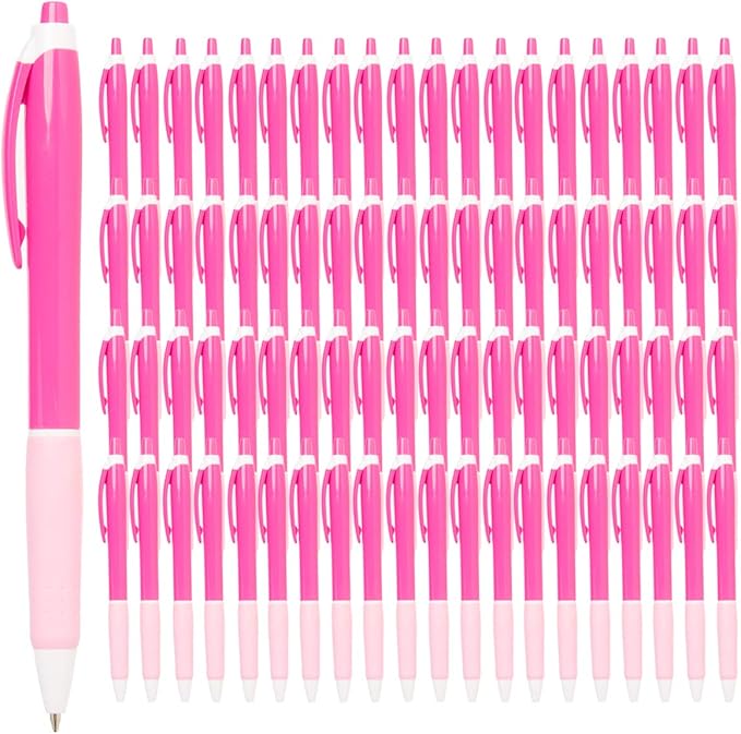 Simply Genius Pink Pens - 100 Count, Retractable Ballpoint, Black Ink - Pink Pens for Writing, Journaling, School & Office Supply-DeskLoop Office