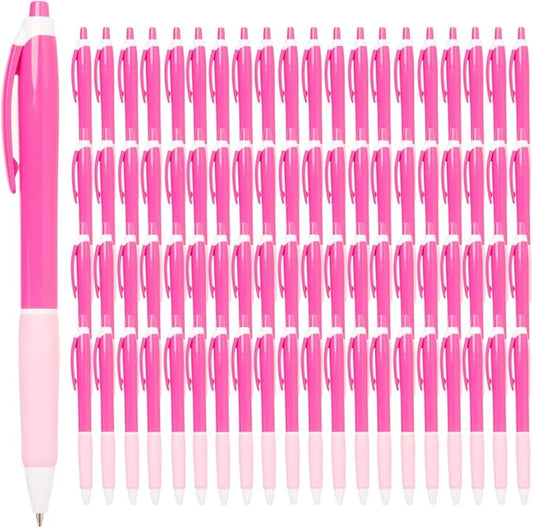 Simply Genius Pink Pens - 100 Count, Retractable Ballpoint, Black Ink - Pink Pens for Writing, Journaling, School & Office Supply-DeskLoop Office