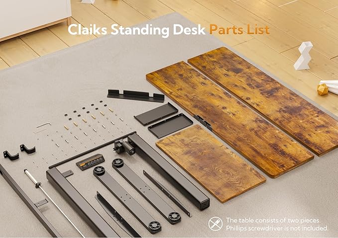 Claiks Standing Desk with Keyboard Tray, Standing Desk Adjustable Height, Raising Desks for Home Office and Computer Workstation, 48 Inches, Rustic Brown-DeskLoop Office