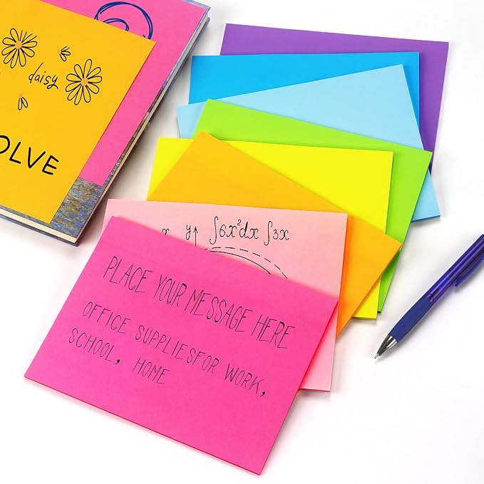 Sticky Notes 8x6 inch Bright Colors Self-Stick Pads 8 Pads/Pack 35 Sheets/Pad - Image 7