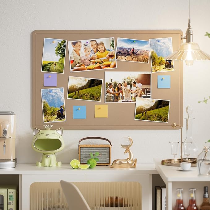 MaxGear Large Bulletin Board 36" x 24", Foldable Felt Board Vision Board Supplies, Cork Board for Office, Home, School, Small Pin Boards for Walls Decorative Display Board Beige Brown-DeskLoop Office