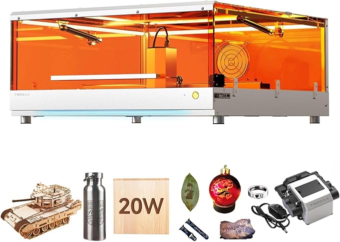 TOOCAA 20W Laser Engraver with Air Assist, No-Charge Software, Laser Cutter and Engraver Machine with Enclosure,Status Atmosphere Light for Tumblers Wood Metal Acrylic-DeskLoop Office