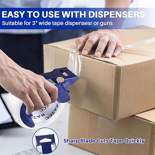 Clear Packing Tape, 36 Rolls Heavy Duty Packaging Tape with Dispensers for Packing Shipping Moving and Sealing, Thicker Packing Tape-2" x 65 Yards Per Roll, 2340 Total Yards-DeskLoop Office