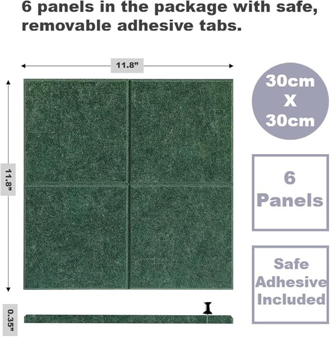 Cork Board 24 x36 Alternative - 6 Pack Felt Wall Tiles with Safe Removable Adhesive Tabs, Cork Boards for Walls Cork Board for Home Office Pin Board Tack Board - Tree-DeskLoop Office