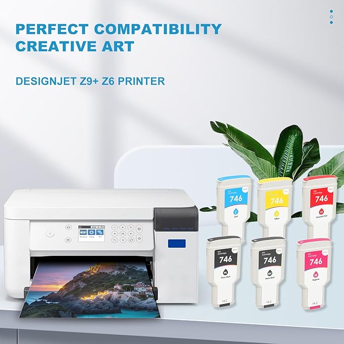 High Capacity 746 Ink Cartridges Set P2V78A P2V79A P2V80A P2V81A P2V82A P2V83A Ink Cartridge Compatible for DesignJet Z9+ Z6 Printers(6 Pack)-DeskLoop Office