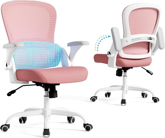 TRALT Office Chair - Ergonomic Office Chair with Back Support, Home Office Desk Chairs, Comfy Desk Chair, Computer Chair, 330lbs Wide Seat Big and Tall Office Chairs for Students (Pink)-DeskLoop Office