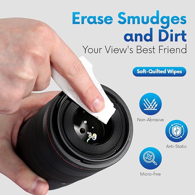 Lens Wipes for Eyeglasses - Pre-moistened Eyeglass Lens Cleaning Wipes - 500 Lens Wipes Individually Wrapped Sracth-Free Streak-Free Eye Glasses Wipes Lens Cleaner for Sunglass & Camera Lens-DeskLoop Office