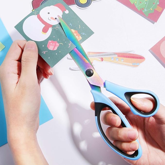 Scissors All Purpose, Sharp Titanium Blades Shears, Rubber Comfort Grip Handle, Multipurpose scissors 3 pack, Great for Office, Fabric, Craft, Sewing, Arts, School and Home Supplies, Black&Blue-DeskLoop Office